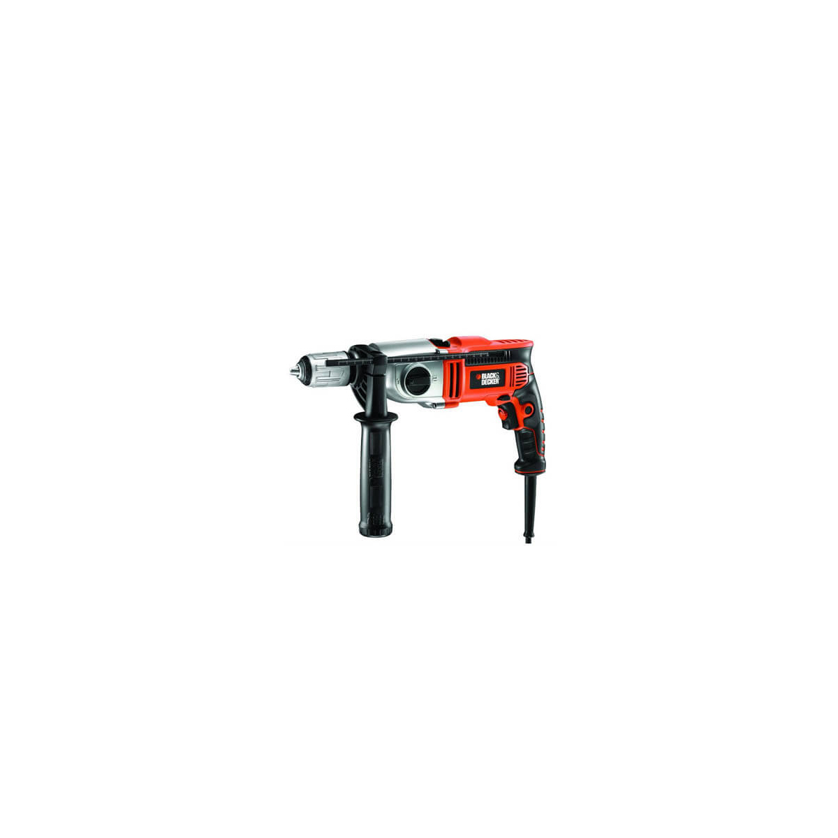 Дриль мережевий BLACK+DECKER, ударний, 850 Вт, 62 Нм, 1100-3100 об/хв, 52700 уд/хв, патрон 13 мм швидкозатискний, кількість швидкостей - 2, вага 2.75 кг, багатопозиційна бічна рукоятка, валіза KR8542K