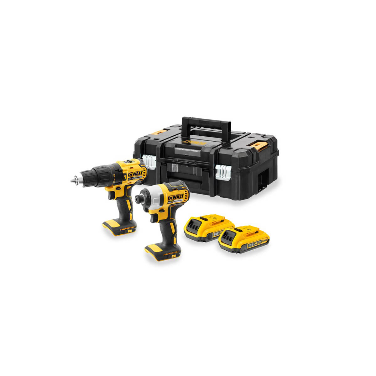 Набір з двох інструментів безщіткових DeWALT, 18 В XR Li-lon, 2 Аг, вага 5.5 кг, валіза, 2 акумулятори і зарядний пристрій DCK2060D2T