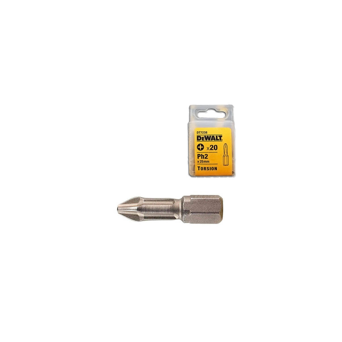 Набір біт DeWALT, торсійні Extra Grip Philips, Ph2, L=25 мм, 20 шт DT7238