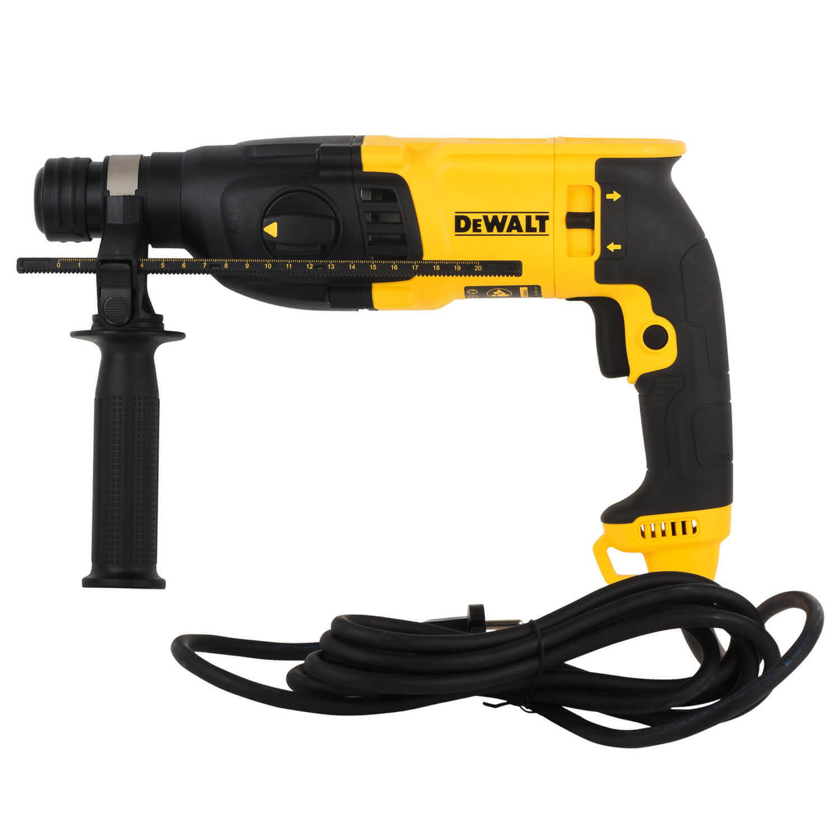 Перфоратор мережевий DeWALT, SDS-Plus, 800 Вт, 2.6 Дж, 3 режими, 0-5500 уд/хв, 0-1500 об/хв, валіза, вага 2.6 кг D25133K