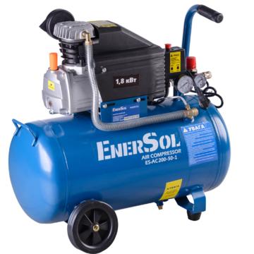 Компресор повітряний поршневий ENERSOL, продуктивність 200 л/хв, потужність 1.8 кВт, тиск 8 Бар, обєм ресивера 50 л, вага 31 кг ES-AC200-50-1