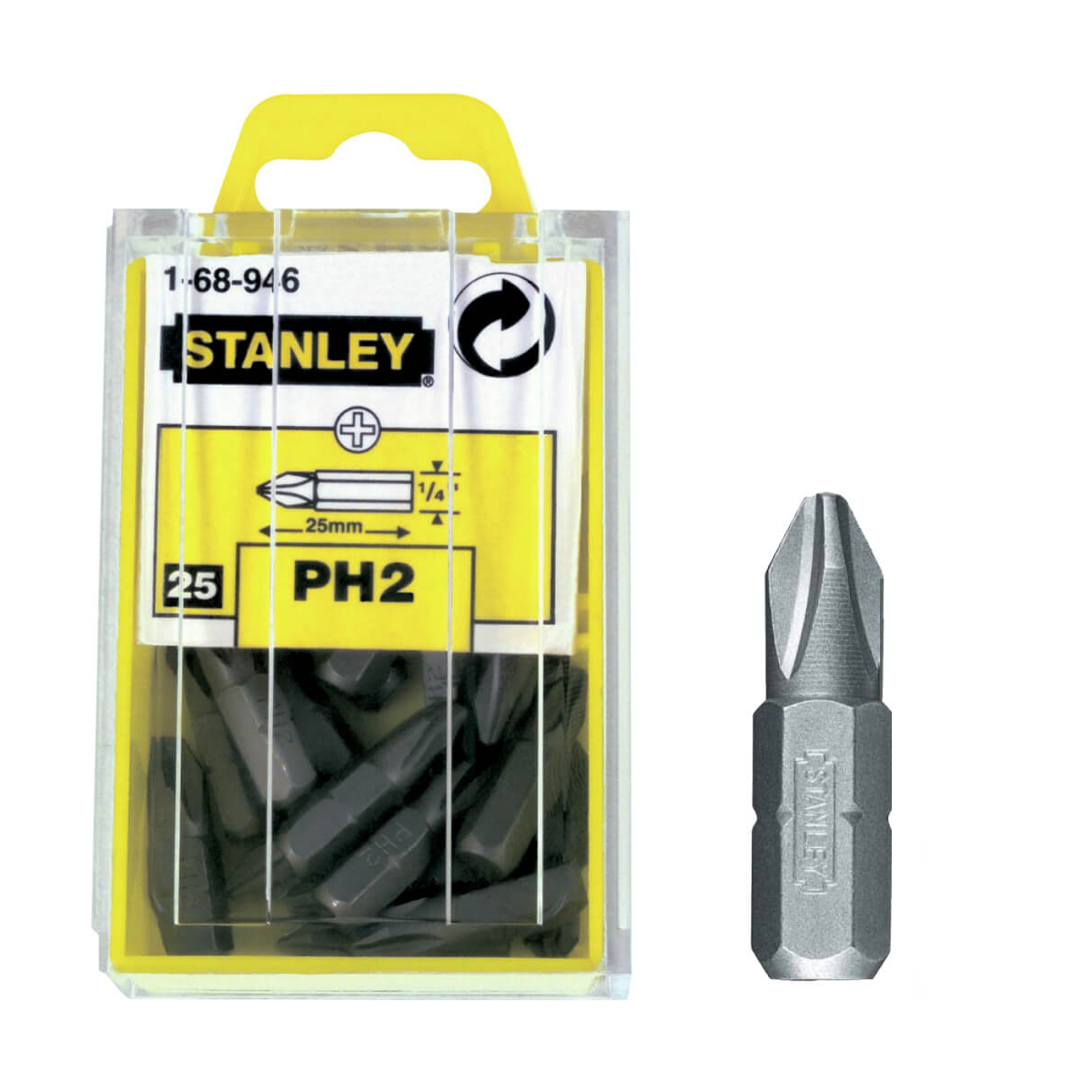 Біта STANLEY з шестигранним хвостовиком 1/4  Ph2, L=25мм, 25шт. 1-68-946