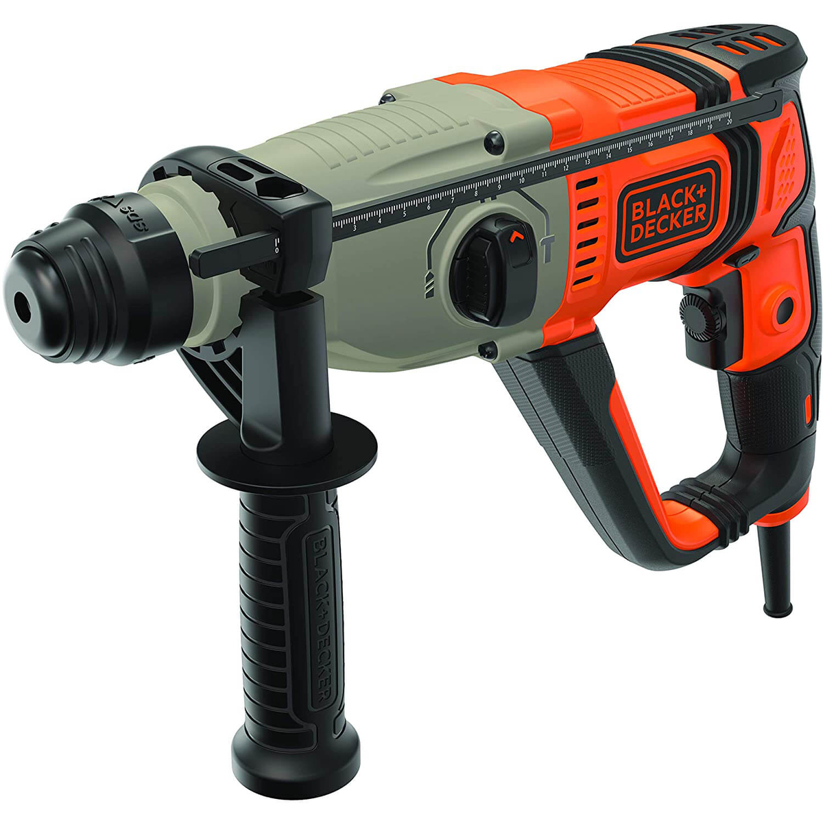 Перфоратор мережевий BLACK+DECKER, SDS-Plus, 800 Вт, 3.4 Дж, 0-5500 уд/хв,0-1200 об/мин, валіза, вага 5.36 кг BEHS02K