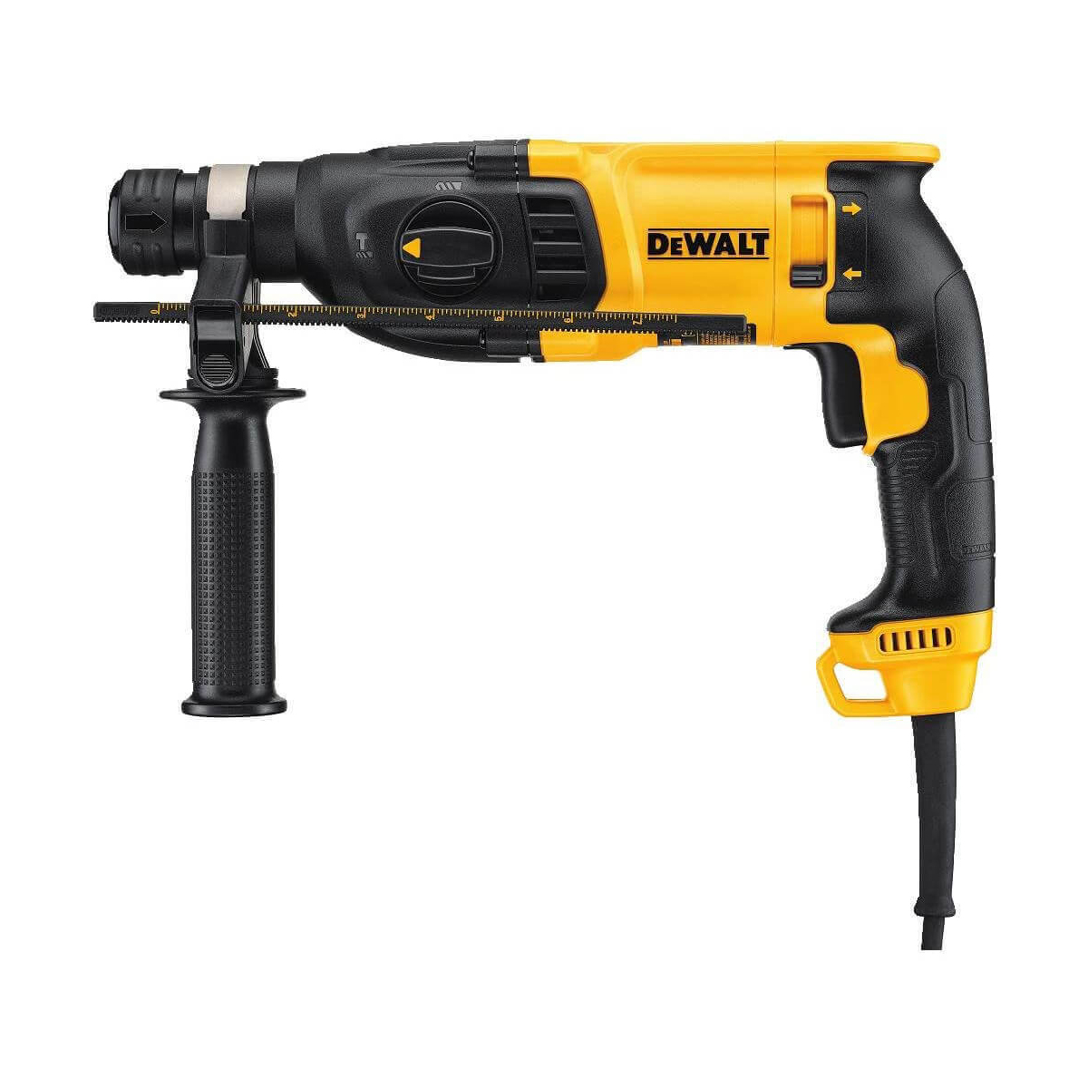 Перфоратор мережевий DeWALT, SDS-Plus, 800 Вт, 2.6 Дж, 3 режими, 0-5500 уд/хв, 0-1500 об/хв, валіза, вага 2.6 кг D25133K