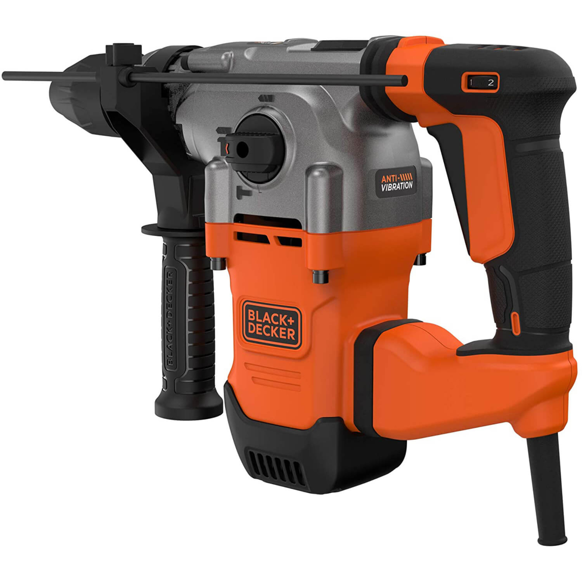 Перфоратор мережевий BLACK+DECKER, SDS-Plus, 1250 Вт, 4.4 Дж, 0-4100 уд/хв,0-850 об/мин, валіза, вага 5.5 кг BEHS03K