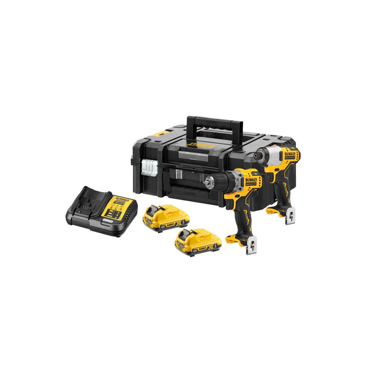 Набір з двох інструментів безщіткових DeWALT, 12 В XR Li-lon, 3 Аг, вага 5.1 кг, валіза, 2 акумулятори і зарядний пристрій DCK2110L2T