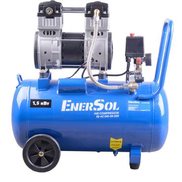 Компресор повітряний безмасляний ENERSOL, продуктивність 240 л/хв, потужність 1.5 кВт, тиск 8 Бар, обєм ресивера 50 л, кількість циліндрів 2, вага 38 кг ES-AC240-50-2OF